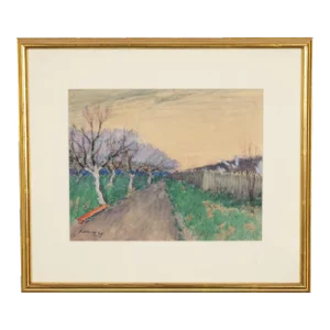 Antique Impressionist Watercolor Gouache Landscape Painting by Pyotr Alexandrovich Nilus 1928