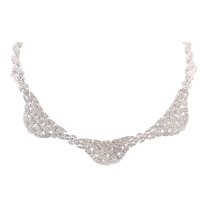 Vintage 17.6 Carat Round Diamond Pave Choker Necklace