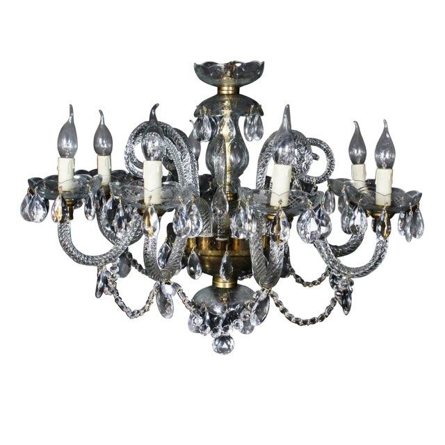 Vintage Venetian Glass 8-Branch Chandelier, 1980s For Sale