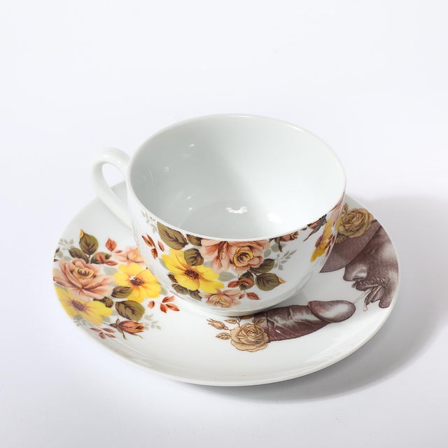 Ceramic Porcelain Erotic Coffee/Tea Set of Six Cups & Saucers After Tom of Finland For Sale - Image 7 of 7