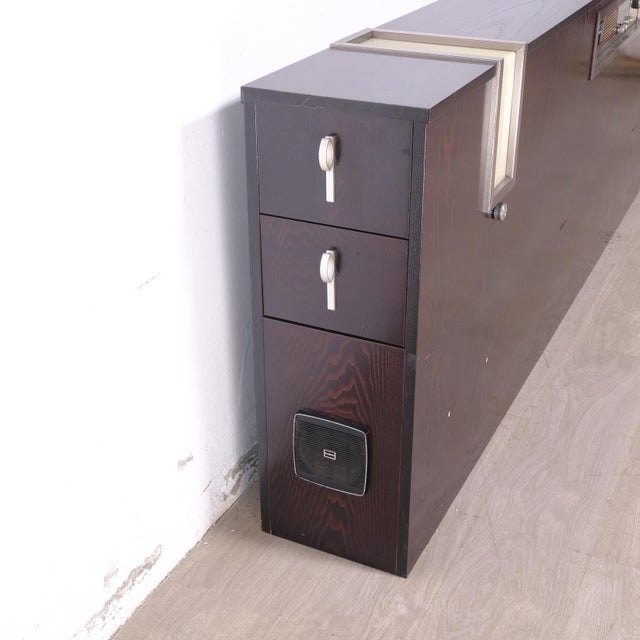 Italian Double Bed Headboard Equipped with Radio Lights and Bedside Tables, 1970s, Set of 3 For Sale - Image 9 of 15