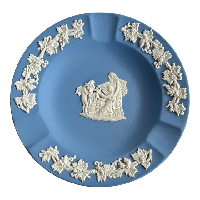 Vintage Wedgwood Blue Jasperware Ashtray or Catchall Dish For Sale