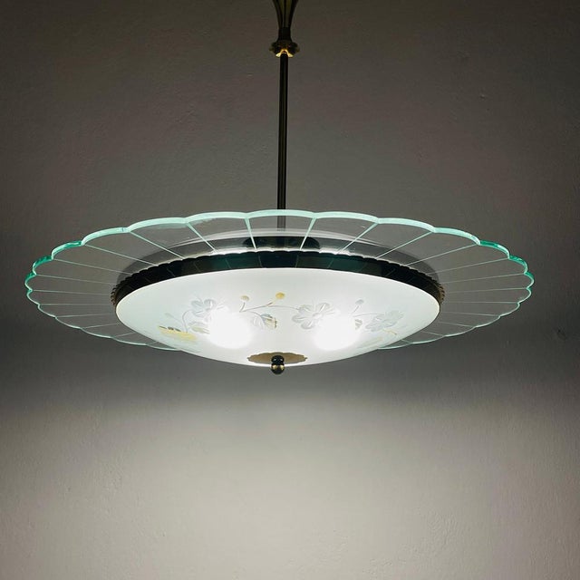 Fontana Arte Vintage Disk Chandelier attributed to Pietro Chiesa for Fontana Arte, Italy, 1940s For Sale - Image 4 of 18