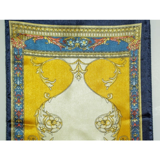 Pierre Balmain Paris Francois 1er Neckerchief Scarf Gold and Blue For Sale - Image 12 of 12