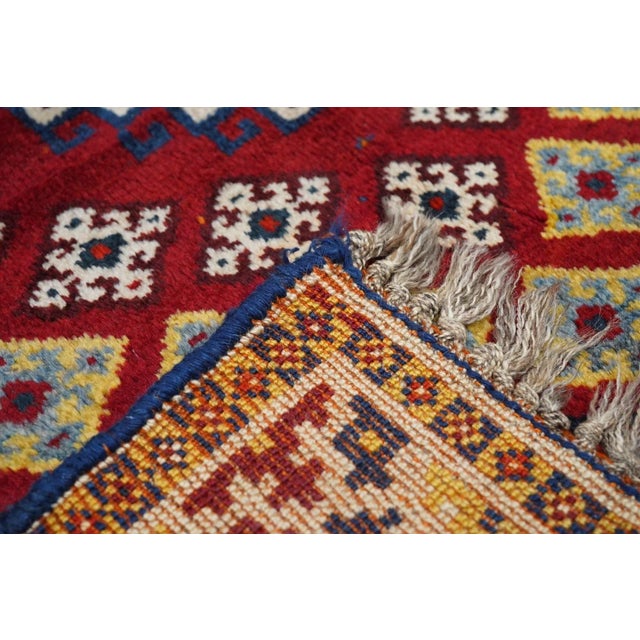 Red Fine Antique Persian Qashqai Wool Rug 4'6'' X 5'3'' For Sale - Image 8 of 10