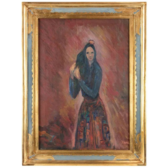 1960s Sirio Pellegrini, Portrait of Woman, Oil on Board, 1960s For Sale - Image 5 of 5