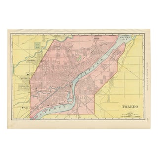 Antique Map of Toledo, Ohio with Maumee Bay by Ran McNally, 1899 For Sale