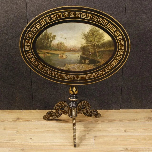 20th Century English Lacquered and Painted Side Table, 1920s For Sale - Image 6 of 12