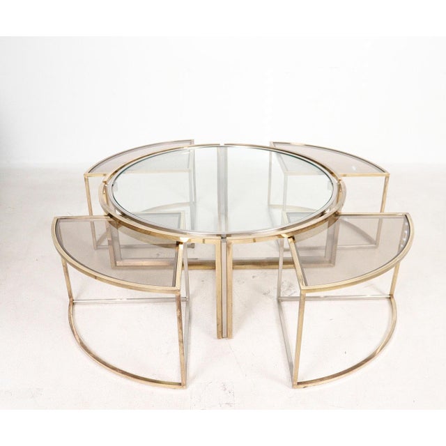 1970s Chrome and Brass Nesting Tables from Maison Charles, 1970s, Set of 5 For Sale - Image 5 of 9