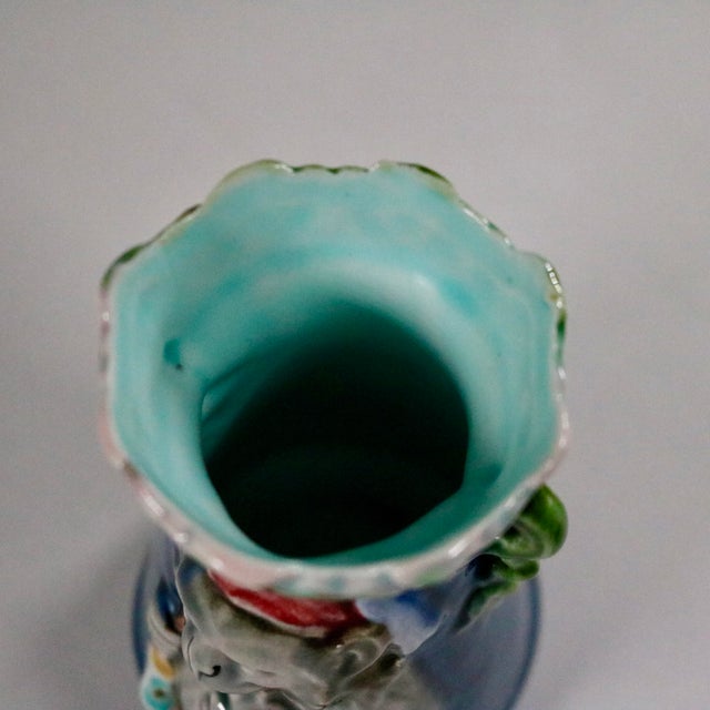 Antique Majolica Monkey Bulb Vase For Sale - Image 4 of 13