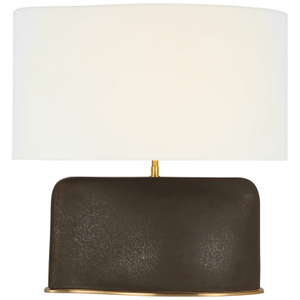 Kelly Wearstler by Visual Comfort Signature Amantani Medium Sculpted Form Table Lamp in Stained Black Metallic with Linen Shade