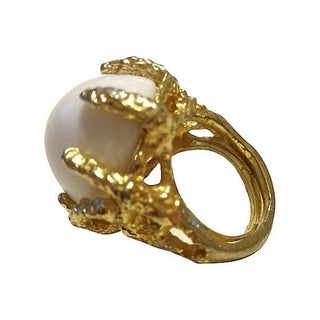 Brutalist Cabochon Claw Ring For Sale