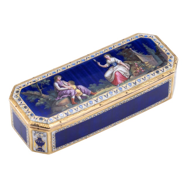 Antique German 18k Gold and Enamel Snuff Box, 1820 For Sale