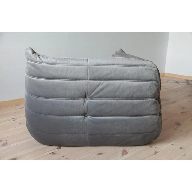 Textile Elephant Grey Velvet Togo Lounge Chair, Corner Chair and 2-Seat Sofa by Michel Ducaroy for Ligne Roset, Set of 3 For Sale - Image 7 of 15