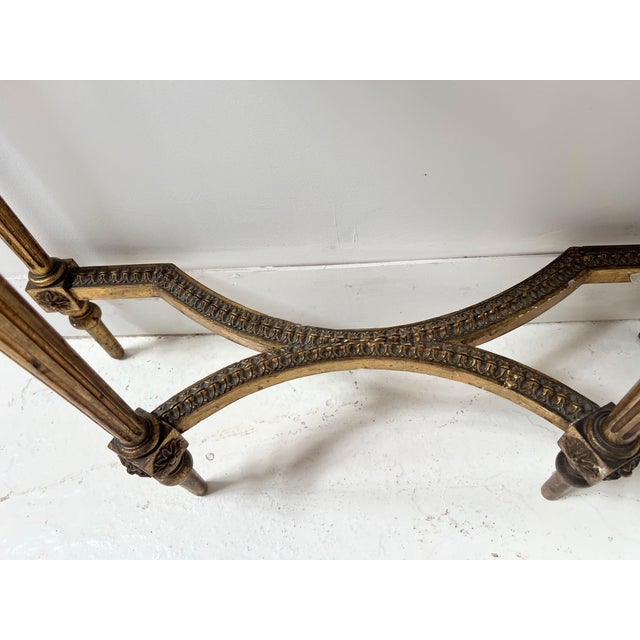 Louis XVI Style Console and Interior Mirror in Gilded Wood, Set of 2 For Sale - Image 11 of 18