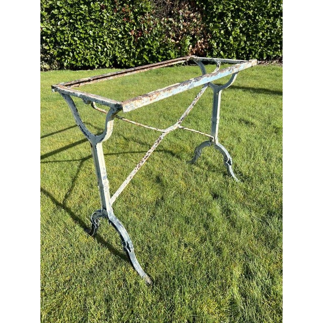 French Marble Topped and Cast Iron Bistro Table For Sale - Image 4 of 8