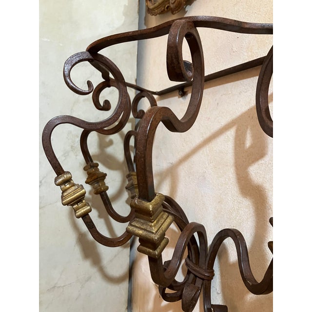 Italian Wrought Iron Wall Consoles, Tuscany, 19th Century, Set of 2 For Sale - Image 6 of 12