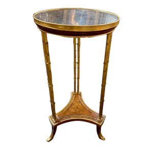 19th Century Louis XVI Bamboo Form Side Table With Inset Marble Top