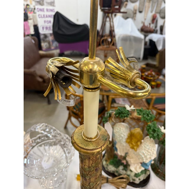 Pair Of Vintage Fredrick Cooper Large Floral Column Table Lamps RARE Signed Both lamps have original stickers Both lamps...