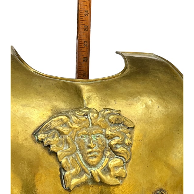 Mid 20th Century Roman Style Life-Size Brass Cuirass Wall Sculpture With Medusa Relief For Sale - Image 14 of 14