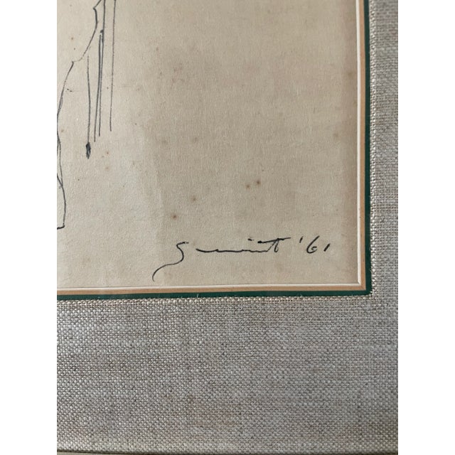 1960s 1961 Surrealist Style Abstract Graphite Drawing of a Horse by Walter Quirt, Framed For Sale - Image 5 of 9