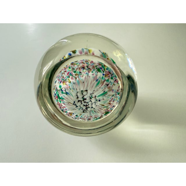 Late 20th Century Vintage Murano Millefiori Paper Weight With Confetti Base For Sale - Image 5 of 7