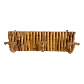 Mid-Century Italian French Riviera Rattan & Bamboo Coat Rack For Sale