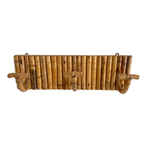 Mid-Century Italian French Riviera Rattan & Bamboo Coat Rack