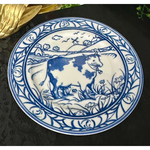 1980s Williams-Sonoma Brittany Blue & White Farm Scene Plates - 6 PCS For Sale - Image 11 of 12