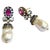 Bochic "Orient" Vintage Ruby, Topaz & White Pearls Earrings Set 18K Gold & Silver For Sale - Image 15 of 18