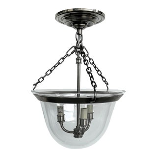 Chapman & Myers Country Glass Bell 3-Light Lantern, Farmhouse, 2 Available For Sale