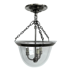 Chapman & Myers Country Glass Bell 3-Light Lantern, Farmhouse, 2 Available
