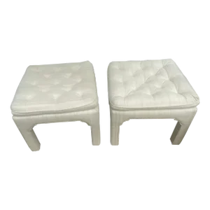 Mid 20th Century Mid Century Modern Parson Tuft Billy Baldwin Style Ottoman/Stool a Pair