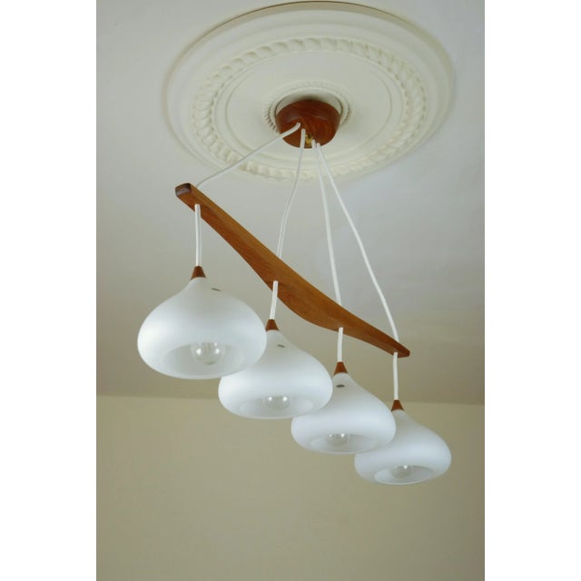 Wood Teak and Glass Hanging Lamp, 1960s For Sale - Image 7 of 10