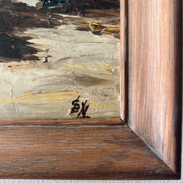 1950s 20th Century Oil on Board Framed Signed Impressionist Style Depicting Family at Seashore For Sale - Image 5 of 10