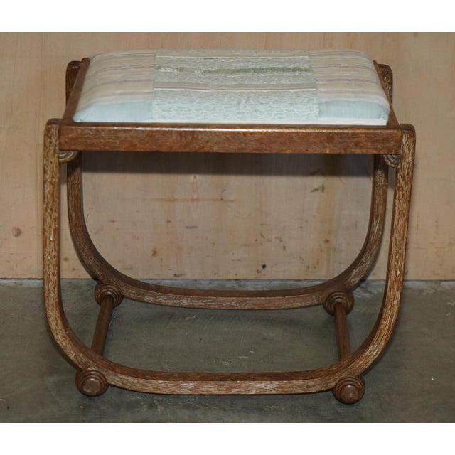 Art Deco Limed Oak Dressing Table and Stool from Heals London, 1920s, Set of 2 For Sale - Image 18 of 18
