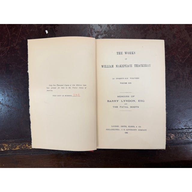 Dark Pink Antique 1901 Thackeray "Charterhouse Edition" Complete 26-Volume Set For Sale - Image 8 of 10