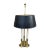 1980s Stiffel Brass Bouillotte Lamp With Faux Crocodile Black Leather Shade For Sale