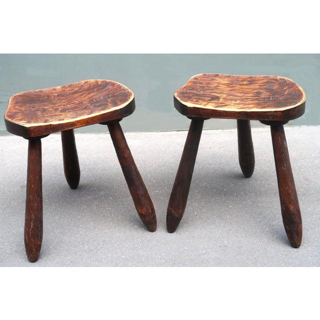 1960s Pair of French Mid-Century Milking Stools For Sale - Image 4 of 6