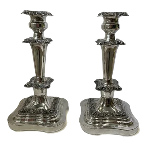 Silverplate Ornate Candlesticks - a Pair