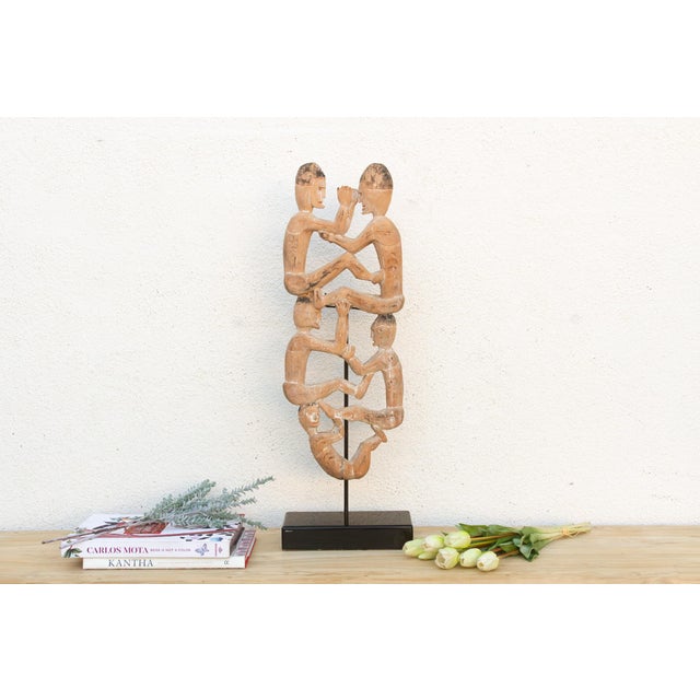 Tan Carved Wood Ancestral Tree of Life Sculpture For Sale - Image 8 of 8