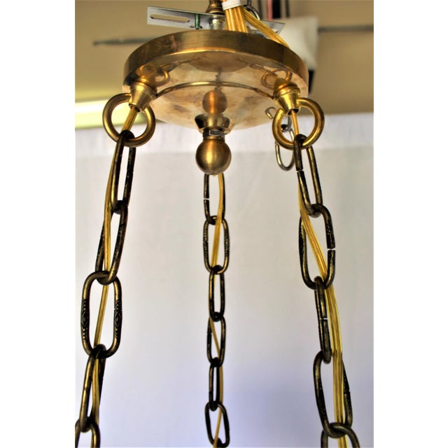 Modern/Deco Style Alabaster Pendant, Brass Chains For Sale In Los Angeles - Image 6 of 9