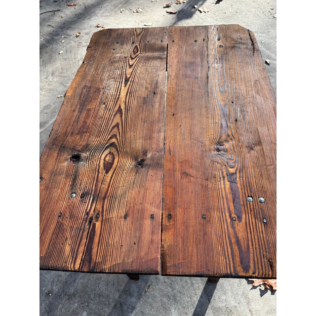 Cabin 1920s Primitive Tall Harvest Table For Sale - Image 3 of 7