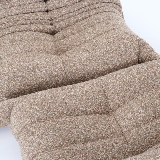 Beige Original Ligne Roset Togo 5-Piece Modular Sofa Set in Textured Wool Blend For Sale - Image 8 of 16