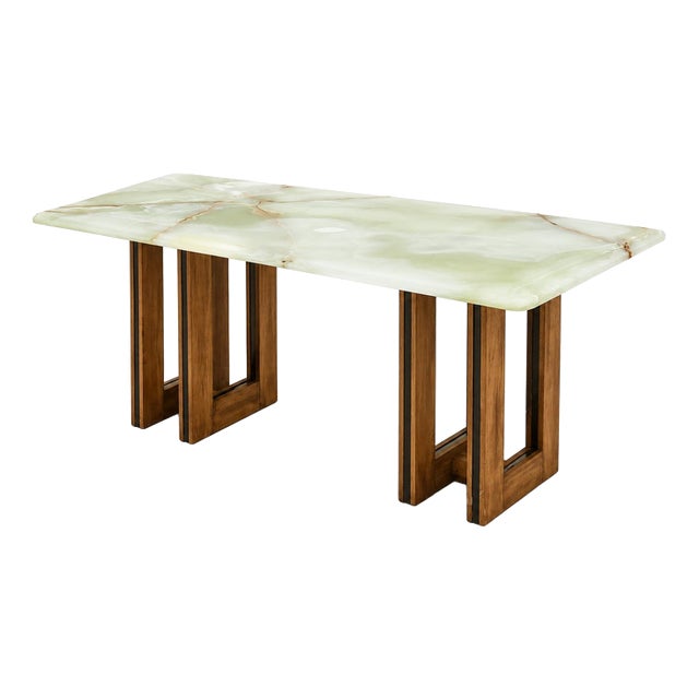Architectural Italian Coffee Table with Onyx Top For Sale