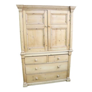 English Country Style Pine Linen Press For Sale