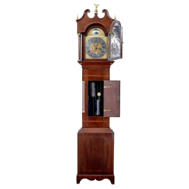 18th century inlaid mahogany long case clock by william underwood of london circa 1760. excellent quality clock by...
