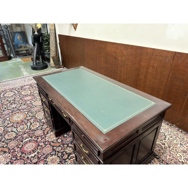English Desk with Green Leather Top For Sale - Image 16 of 18