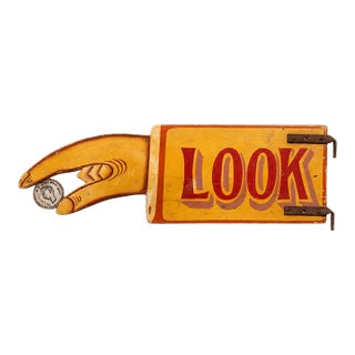 Antique Directional Trade Sign for Coin-Op Machine For Sale