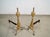 Pair of antique 1930's andirons for sale. These were manufactured by Bennett, and have the brand engraved in the iron....